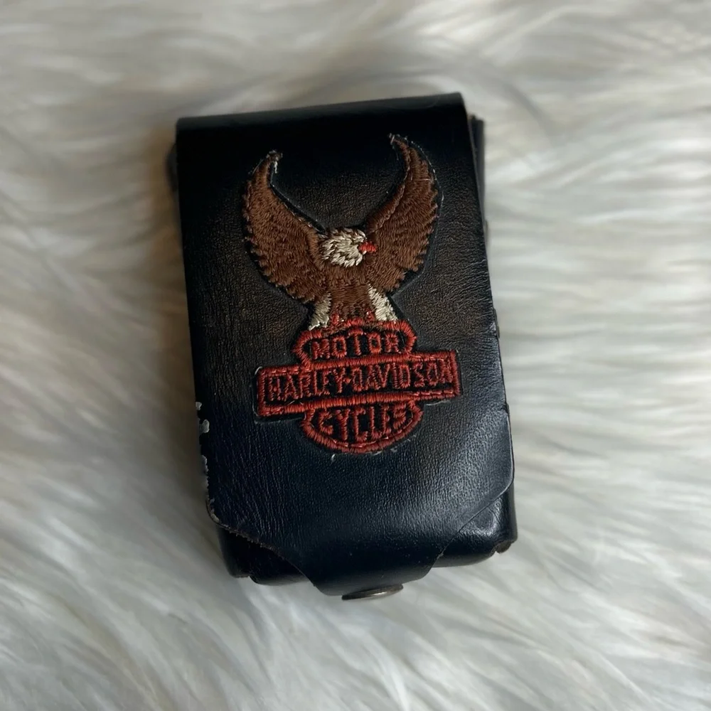 Vintage Harley-Davidson Black Leather Belt Pouch